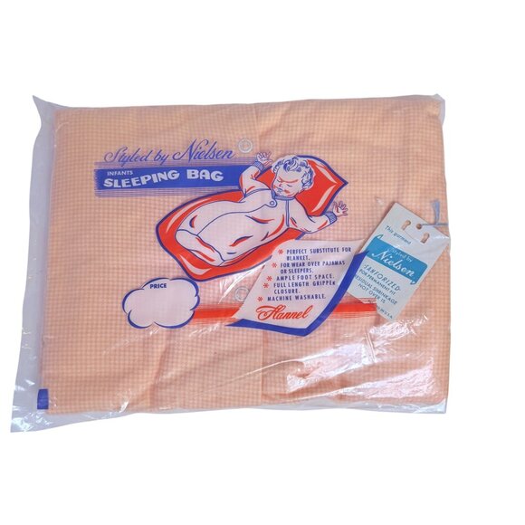 Nielsen Infants Sleep Sack Sleeping Bag VTG 60s Baby Girl Flannel Pink Checkered - Picture 6 of 6